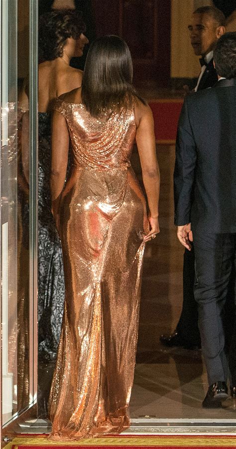 michelle obama versace dress|Obama rose gold dresses.